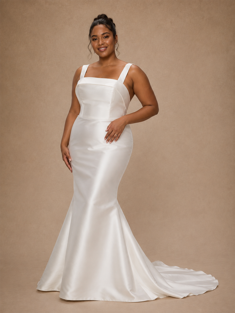 ChicSew Elegant Classy Satin Mermaid Floor-Length Wedding Dress