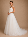 ChicSew Elegant Fancy V-Neck A-Line Lace Tulle Sleeveless Long Wedding Dress