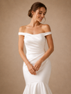 ChicSew Unique Ruched Off The Shoulder Satin Mermaid Floor-Length Wedding Dress