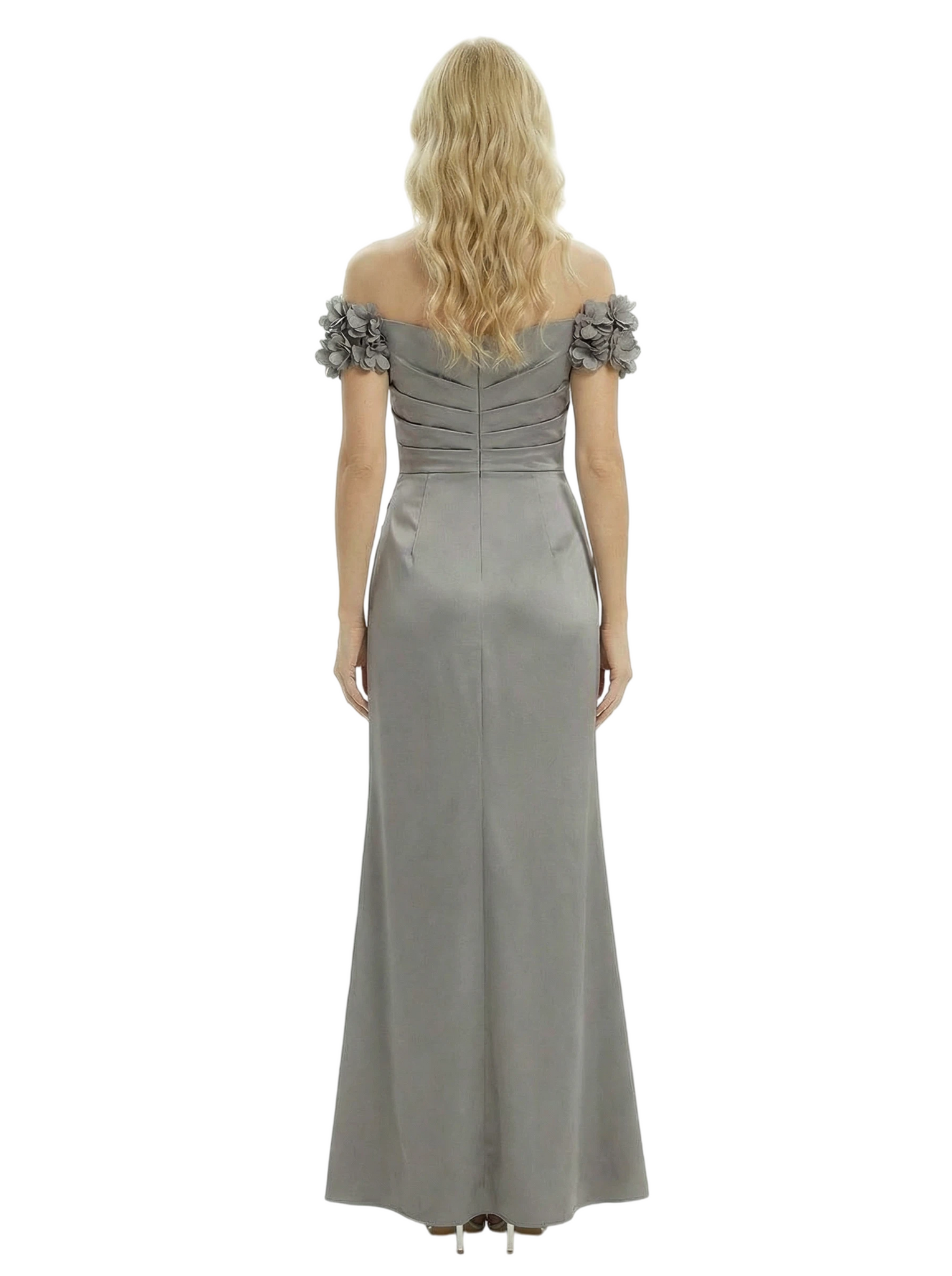 Morden Off Shoulder Ruched Side Slit Mermaid Satin Floor-Length Mother of the Bride Dresses