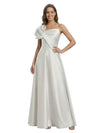 Modern One Shoulder Bow Detail A-Line Satin Mother Of The Bride Gown