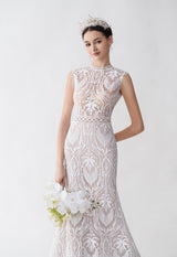 Sexy Mermaid Sleeveless Open Back Maxi Long Lace Wedding Dresses