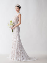 Sexy Mermaid Sleeveless Open Back Maxi Long Lace Wedding Dresses