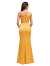 Sexy One Shoulder Side Slit Ruched Silky Satin Mermaid Maxi Formal Dressing For Women