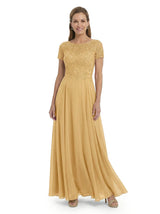ChicSew Classy Lace Beaded Scoop Chiffon Mother Of The Bride Dresses Short Sleeves