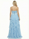 Cute Sweetheart Ruffles Side Slit A-Line Floor-Length Long Party Prom Dresses