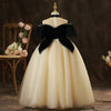 Flower Girls Velvet Top A-line Luxury Princess Gown for Wedding Kids Dress