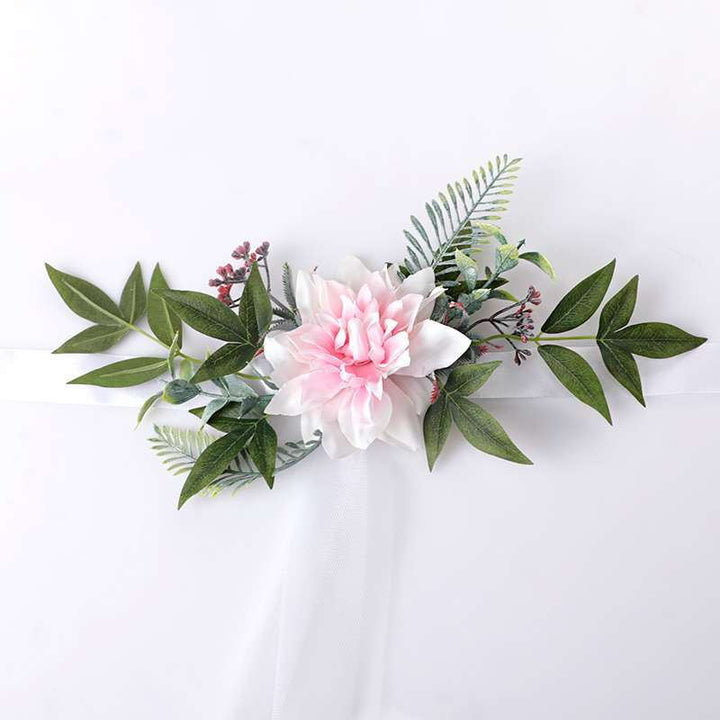 New Simulation Creative Korean Style Hotel Wedding Decoration Chair Back Flowers, CF17026