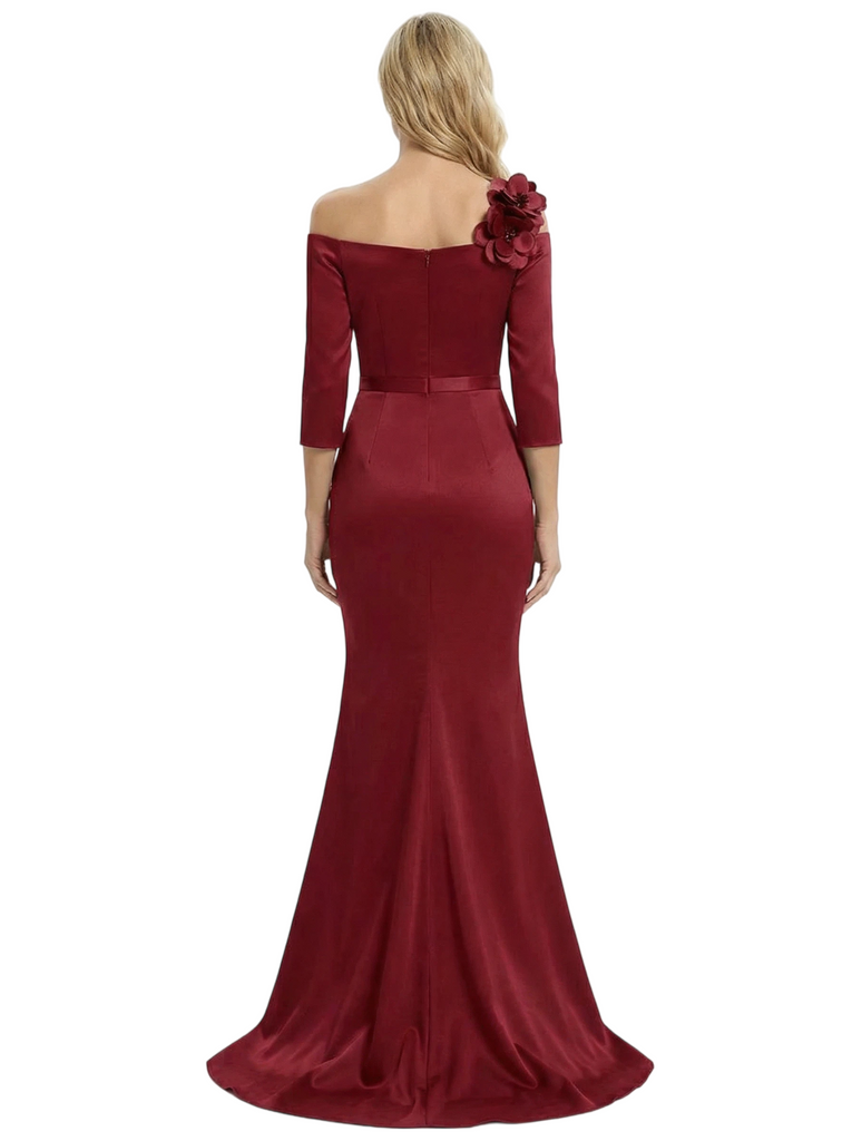 Chicsew Elegant 3/4 Sleeves Satin Mermaid Mother Of The Bride Dresses