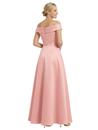 Beautiful Off Shoulder Satin Long Lace Applique Chic Mother of The Bride Dresses