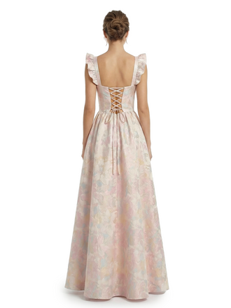 ChicSew Beautiful Jacquard Satin Square Neck A-Line Floor-Length Evening Formal Dresses