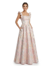 ChicSew Beautiful Jacquard Satin Square Neck A-Line Floor-Length Evening Formal Dresses