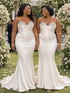 ChicSew Sweetheart Beading Mermaid Soft Satin Floor-Length Bridesmaid Dresses With Boning