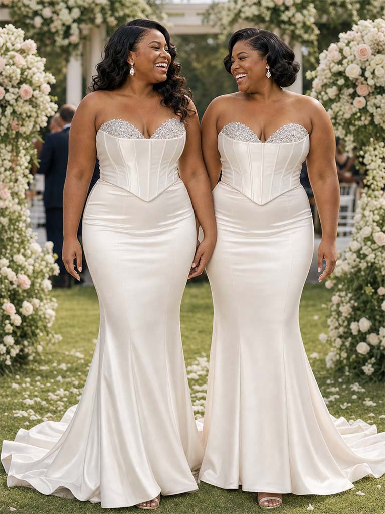 ChicSew Sweetheart Beading Mermaid Soft Satin Floor-Length Bridesmaid Dresses With Boning