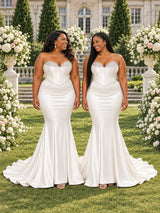 ChicSew Sweetheart Beading Mermaid Soft Satin Floor-Length Bridesmaid Dresses With Boning