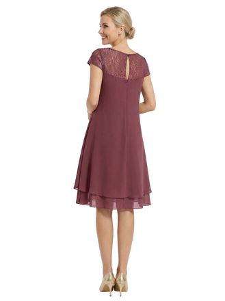 Simple Mother Of The Bride Dresses Jewel Short Sleeves Formal Wedding Event Dress