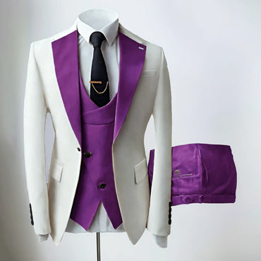 Men's Suits Slim Fit Notch Lapel Tuxedos 3 Pieces Suit CN423