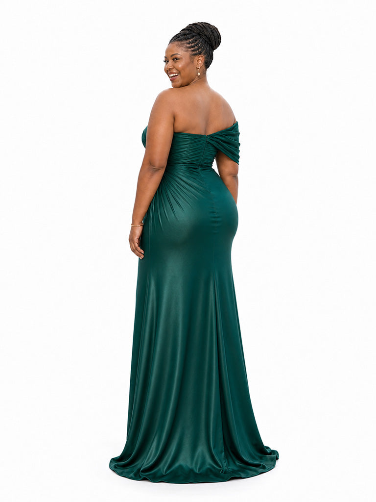 ChicSew Sexy Off Shoulder Ruching Mermaid Soft Satin Floor-Length Bridesmaid Dresses