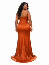 ChicSew Sweetheart Side Slit Mermaid Soft Satin Floor-Length Bridesmaid Dresses