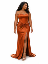 ChicSew Sweetheart Side Slit Mermaid Soft Satin Floor-Length Bridesmaid Dresses