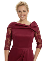 Classy Asymmetrical Long Sleeves Mermaid Satin Mother of The Bride Dress