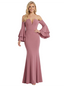 Classy Off the Shoulder Mermaid Prom Dress Lantern Puffy Sleeves Fancy Modern Formal Evening Gown