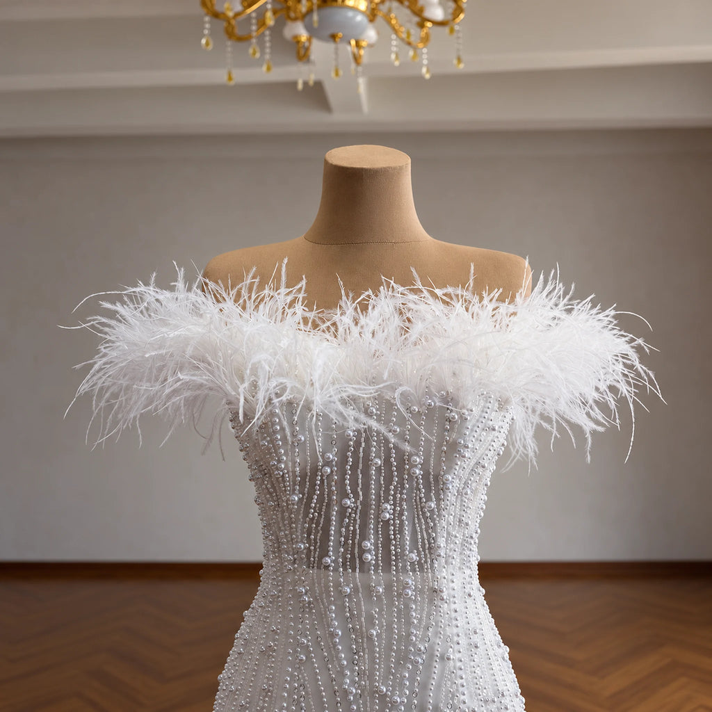 ChicSew Luxurious Off Shoulder Beaded Wedding Dress