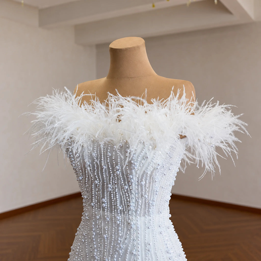 ChicSew Luxurious Off Shoulder Beaded Wedding Dress