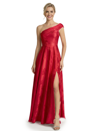 ChicSew Elegant Jacquard Satin Cap Sleeve Side Slit A-Line Long Formal Evening Dresses