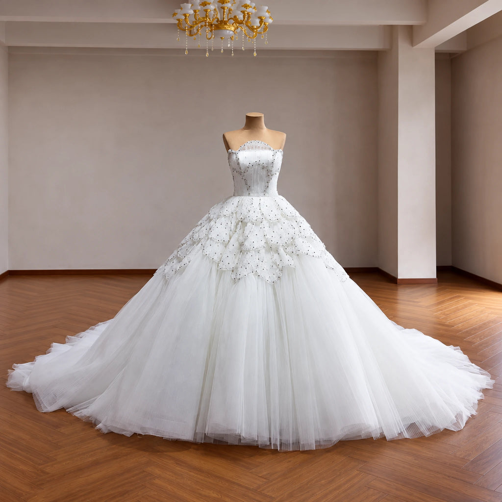 ChicSew Luxurious Strapless Beaded Wedding Dress