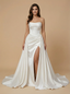 Mermaid Straight Across Boning Maxi Long Satin Wedding Dresses Online