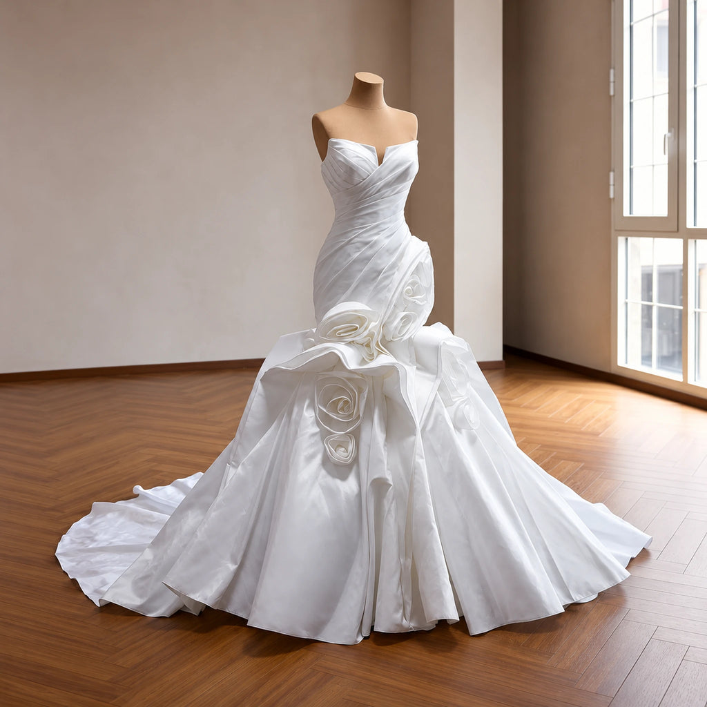 ChicSew Satin Ruching Mermaid Wedding Dress