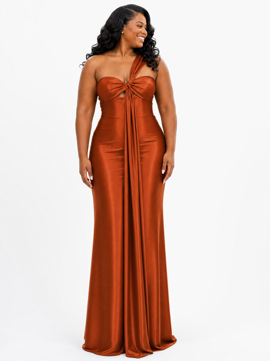 ChicSew Unique One Shoulder Soft Satin Mermaid Floor-Length Bridesmaid Dresses — Flatter Your Figure