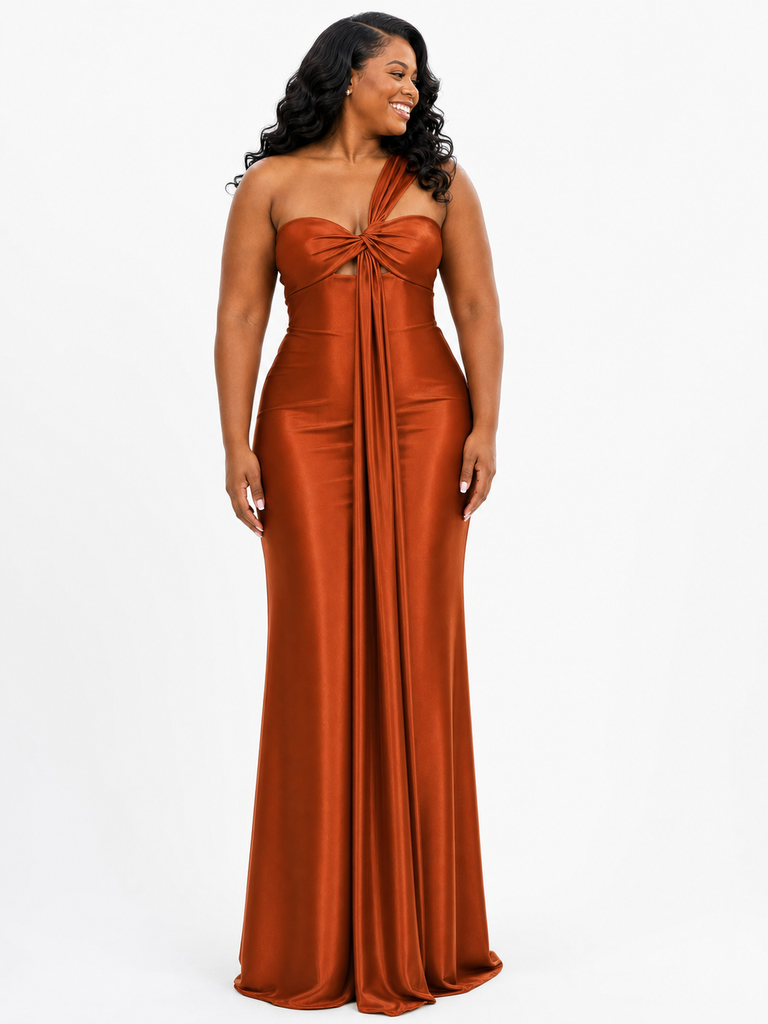 ChicSew Unique One Shoulder Soft Satin Mermaid Floor-Length Bridesmaid Dresses