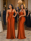 ChicSew Unique One Shoulder Soft Satin Mermaid Floor-Length Bridesmaid Dresses