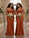 ChicSew Unique One Shoulder Soft Satin Mermaid Floor-Length Bridesmaid Dresses