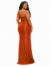 ChicSew Unique One Shoulder Soft Satin Mermaid Floor-Length Bridesmaid Dresses