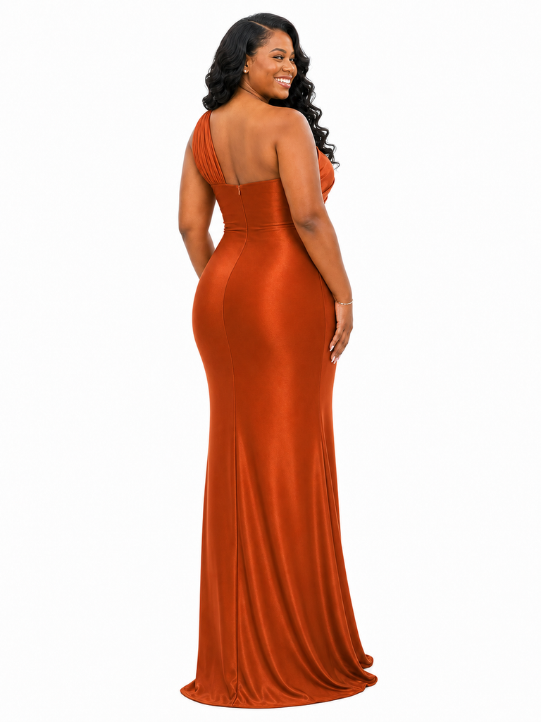 ChicSew Unique One Shoulder Soft Satin Mermaid Floor-Length Bridesmaid Dresses