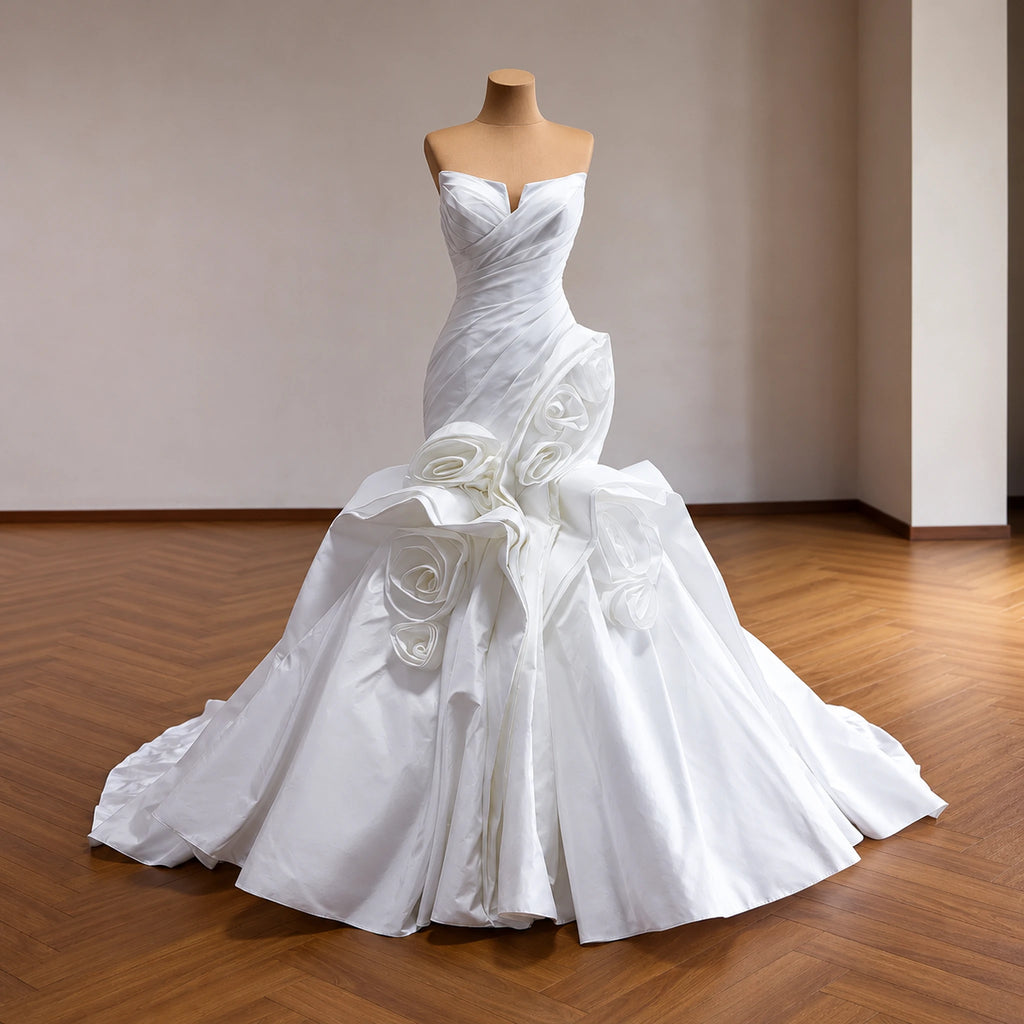 ChicSew Satin Ruching Mermaid Wedding Dress