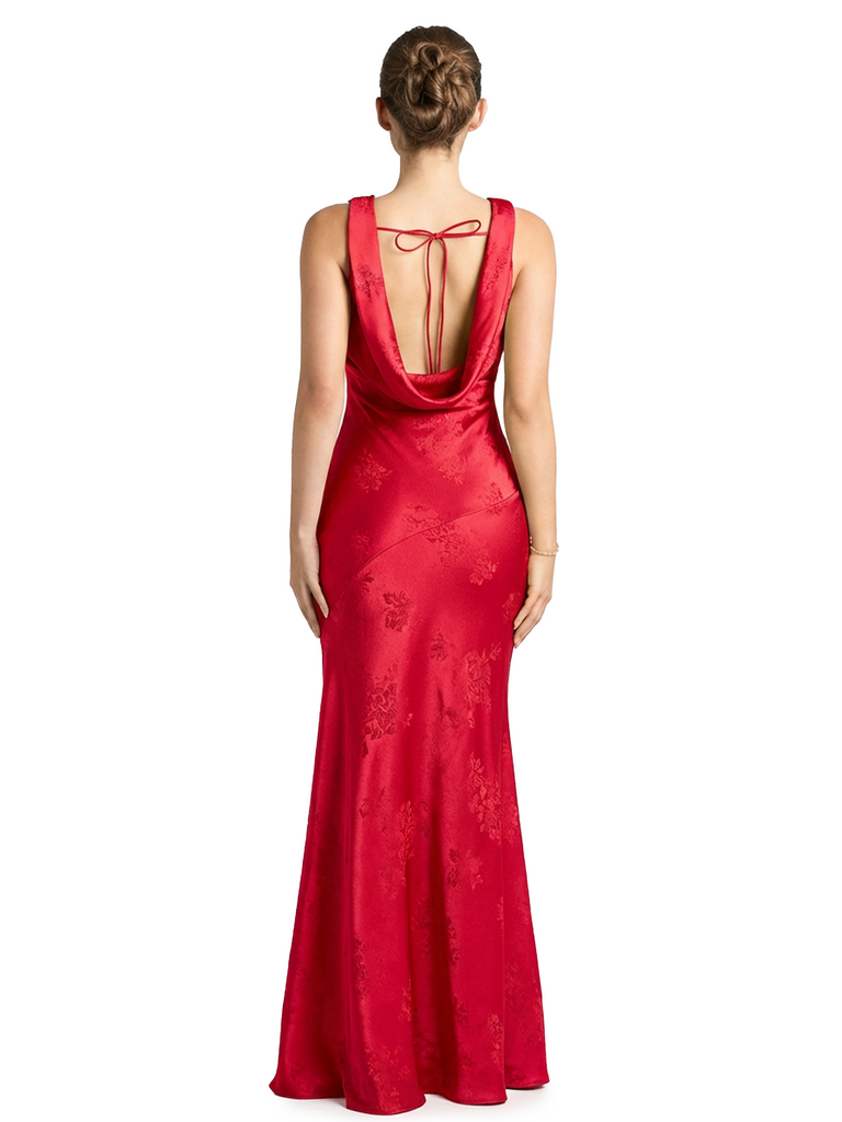 ChicSew Formal Dresses For Women Elegant Jacquard Satin V-Neck Mermaid Long Formal Evening Dresses