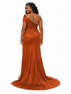 ChicSew Unique One Shoulder Soft Satin Mermaid Floor-Length Bridesmaid Dresses With Rhinestones