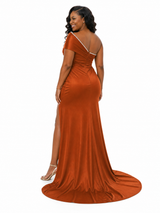 ChicSew Unique One Shoulder Soft Satin Mermaid Floor-Length Bridesmaid Dresses With Rhinestones