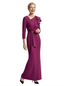 Chicsew Elegant Asymmetric 3/4 Sleeves Ruffles Floor Length Mermaid Mother Of The Groom Dress