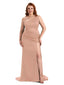 Rose Gold Satin One Shoulder Bridesmaid Dress