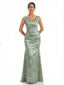 Trendy V-Neck Mermaid Floral Satin Maxi Floral Formal Evening Dresses For Women