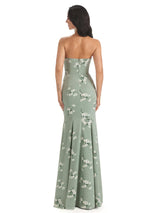 Sexy Sweetheart Side Slit Mermaid Long Satin Floral Formal Dresses For Women