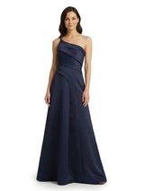 Chicsew One Shoulder Sleeveless Ruched A-Line Floor Length Satin Modern Mother of the Bride Dresses