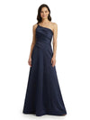 Chicsew One Shoulder Sleeveless Ruched A-Line Floor Length Satin Modern Mother of the Bride Dresses