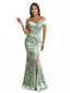 Sexy Off Shoulder Mermaid Long Satin Floral Formal Dresses For Women