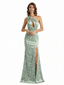 Simple One Shoulder Side Slit Mermaid Floral Satin Maxi Floral Formal Dresses For Women